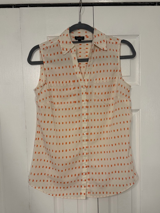 Talbots Tops - Talbots Sleeveless Button Down Shirt S Cream Orange